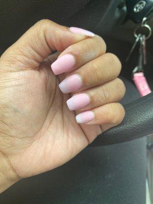 Acrylic overlay. This is how I left the salon. Thanks but NO THANKS.