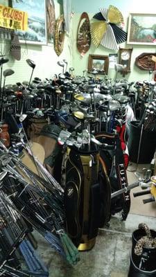 Golf clubs galore at antique mall, 5510 Shirley St, Naples, FL, USA, Sept. 4, 2015