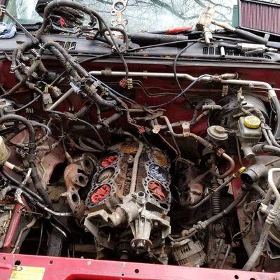 Nissan Xterra after the heads were removed.