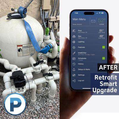 Smart device installed for automated pool care! Enjoy easy control of settings, energy savings, and real-time updates for a worry-free pool.