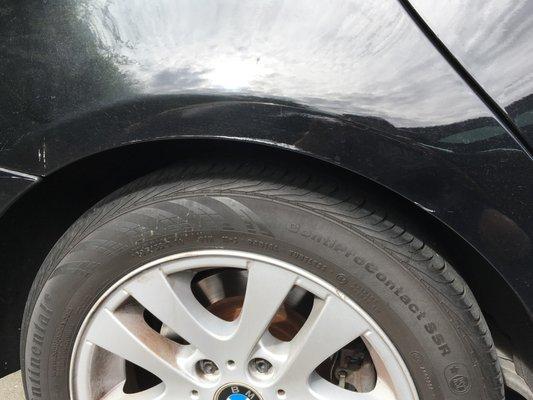Another scratch that was not present before bringing the vehicle to this shop.