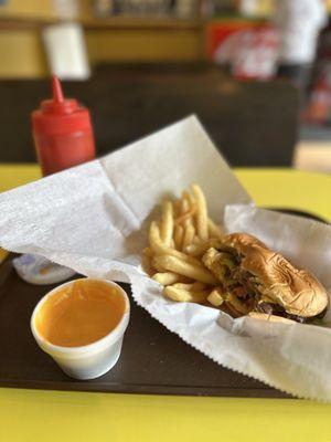 The best burger & cheese fries with the best Chicago vibe