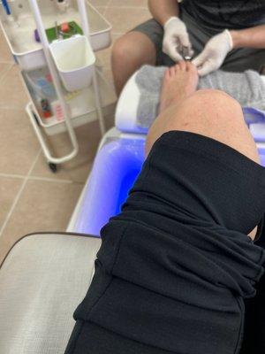 Pedicure with fancy massage chairs