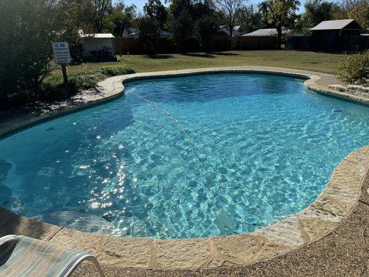 Green to clean, even with circulation issues such as this STR pool with a broken floor drain.