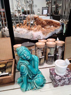 Buddha, jewelry and sage kits