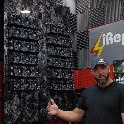 The owner, Lucas,  building a water cooling wall!