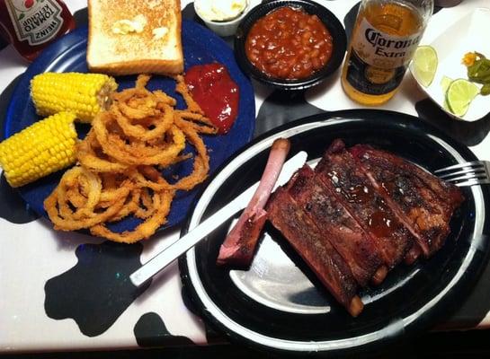 Rib dinner, onion rings & a Corona in Muskogee! Woo hoo!