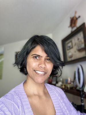 After washing my hair at home. Love the natural look