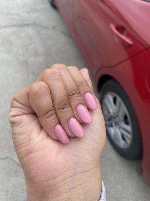 bad paint job. service received: a fill with gel polish and gel pedicure.