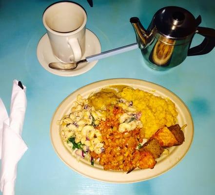 Amazing all vegan buffet for New Year's Eve with delicious plum tea!