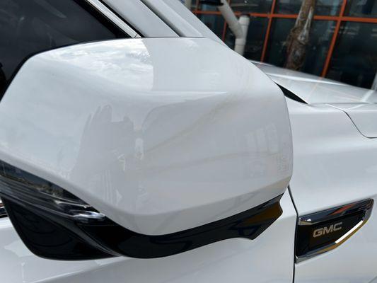 Damage to mirror clearly from brushes