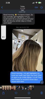 Before Lauren did my hair