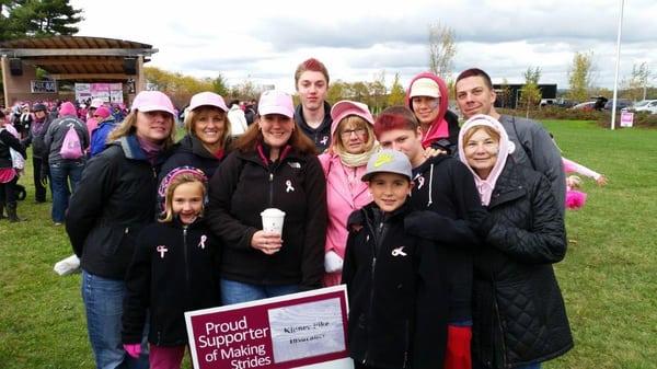A Team of Kinney Pike Williston Employees (and a few friends) braved the cold to raise money for Making Strides Against Breast Cancer Walk.
