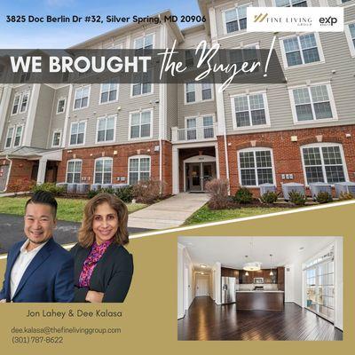 Congratulations to our VIP buyer for becoming a proud homeowner in Silver Spring! Special thanks to our exceptional agent, Dee Kalasa!