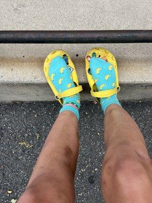 Look at my cool banana socks!!!