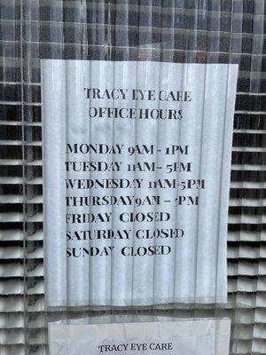 Current hours as of 9/19/22