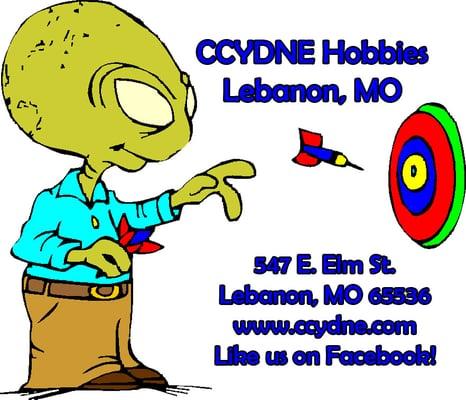 Our logo and address. Like us on Facebook, too!