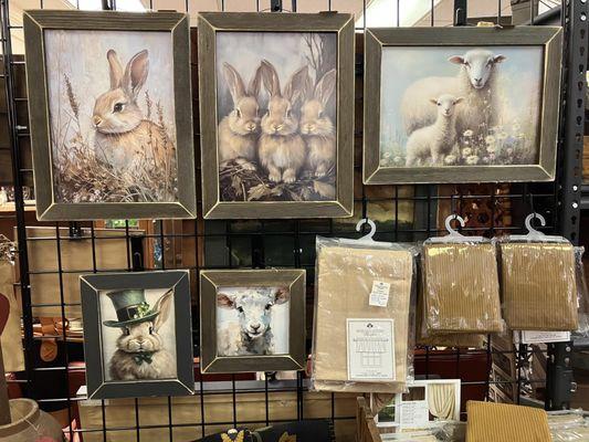 Spring rabbit and sheep pictures and curtains