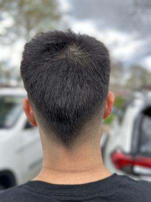 I asked Lam for a drop fade and showed him a reference photo and BAM!