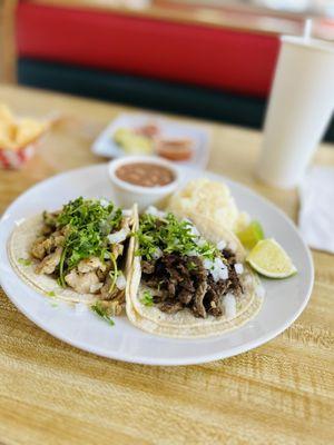 Chicken taco beef taco plate