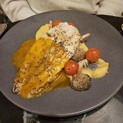 Pan seared red fish.