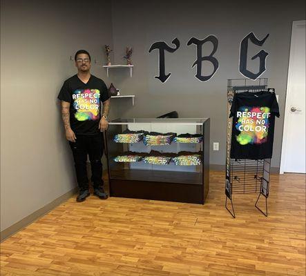 Respect Has No Color shirt designs sold at the local barber shop - TBG!