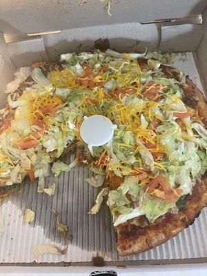 Taco pizza minus black olives