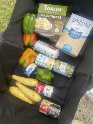 Food from pantry in the line for ppl that made appointments.