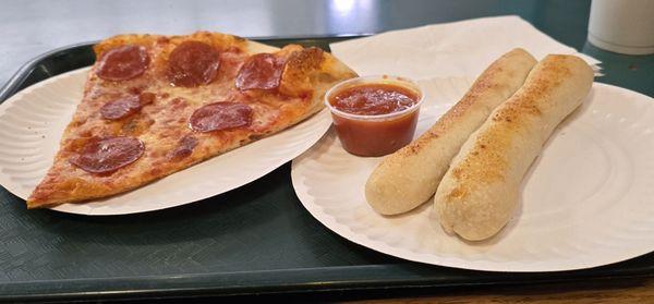 Pepperoni Slice, two breadsticks, and dipping sauce