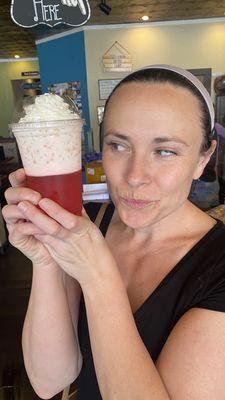 me trying the huckleberry italian soda