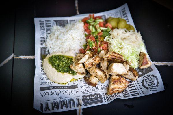 Chicken Thigh Skewer plate by AYUNI Shawarma & Grill