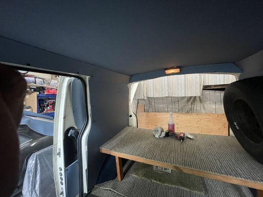 1989 Ford Aerostar custom headliner and wall panels