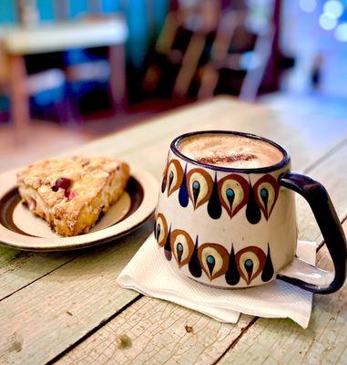 Cranberry orange scone & small hot mocha