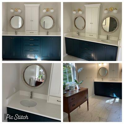 White Quartz Bathroom Vanity Countertop