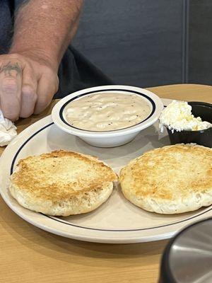 Flat Biscuits and gravy