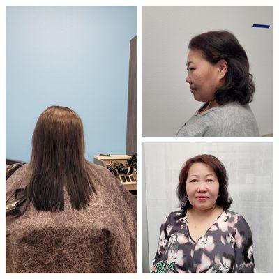 Cut, perm and style.