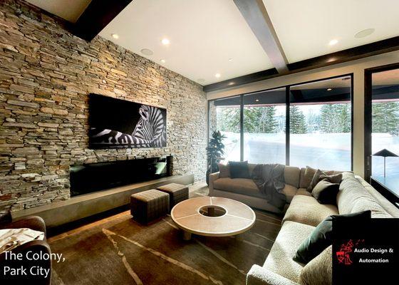 Basement multi-use theater.