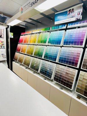 Paint swatch wall! So many colors to choose from!