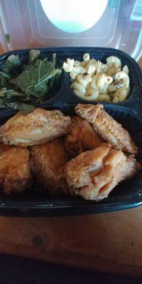 GREAT!!! Chicken dinner with 2 sides Mac and Greens is what I ordered via Grubhub.