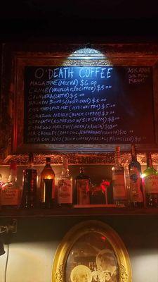 Coffee offerings with a dark wave twist!