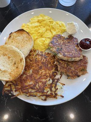 Breakfast plate with chicken sausage