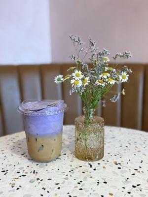 Vietnamese coffee with ube cold foam