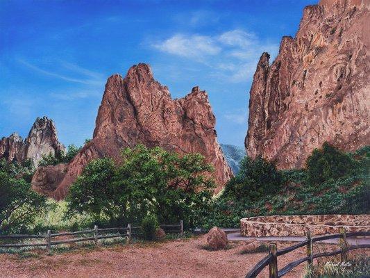 16x12 Oil on canvas Titled "Garden of the Gods: North & South Gateway Rocks"