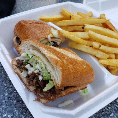 Steak sandwich and fries