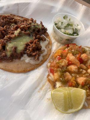 Asada taco & shrimp taco