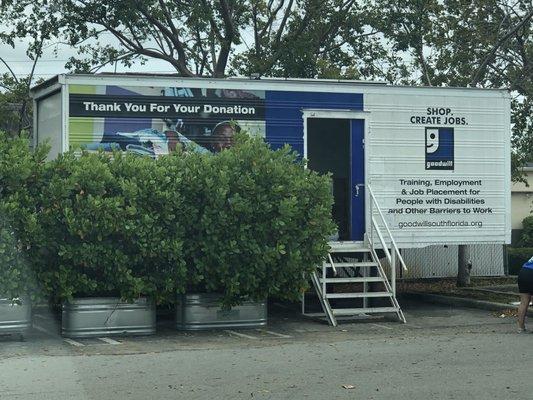 Goodwill drop off trailer in the shopping center off of 107 ave and 58 Street