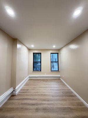 We added new led high hats and new outlets. painted the walls and installed new moldings.