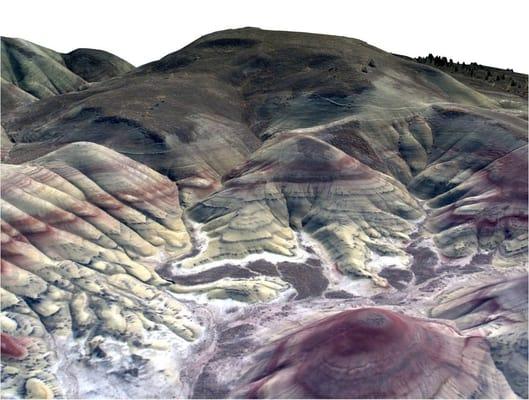 Color orthophoto draped over LiDAR Hillshade
