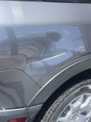 Major scratches and dents from rotating arm.