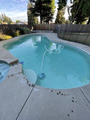 8 hours after my new pool guy Miguel shocked my pool with chlorine and acid! Major difference